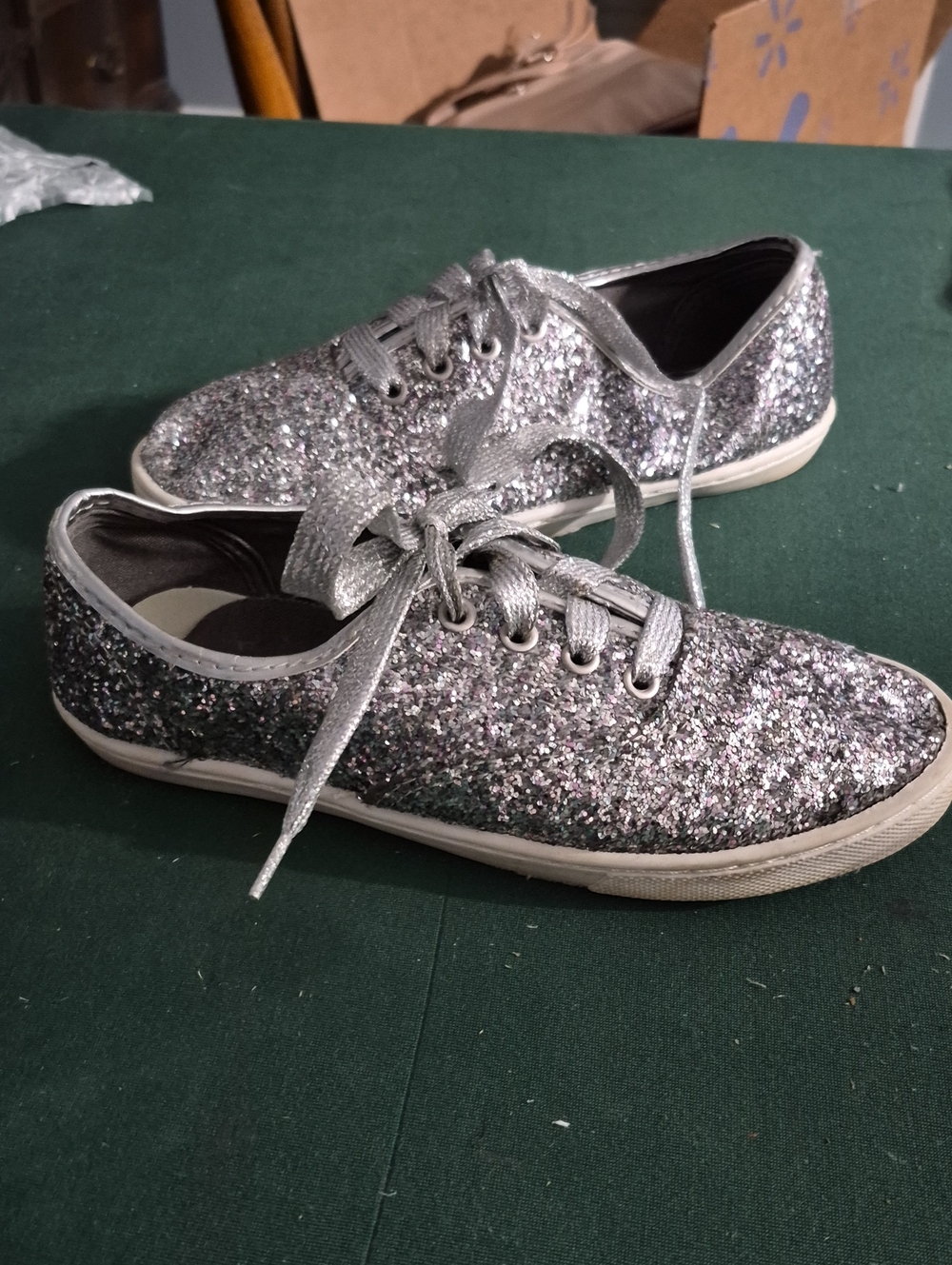 wonder nation Silver Glitter Lace-Up Sneakers